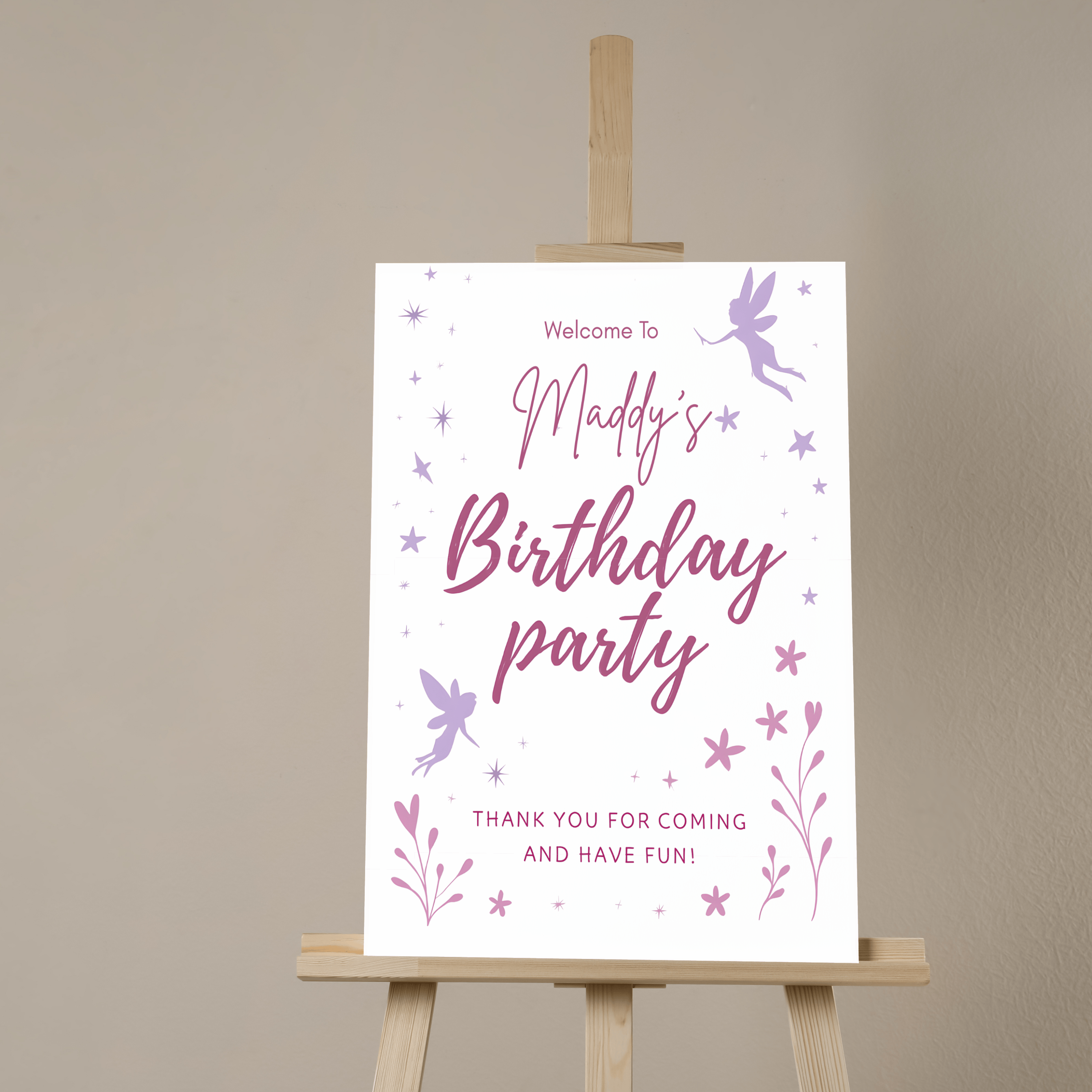 Fairy Birthday Welcome Sign