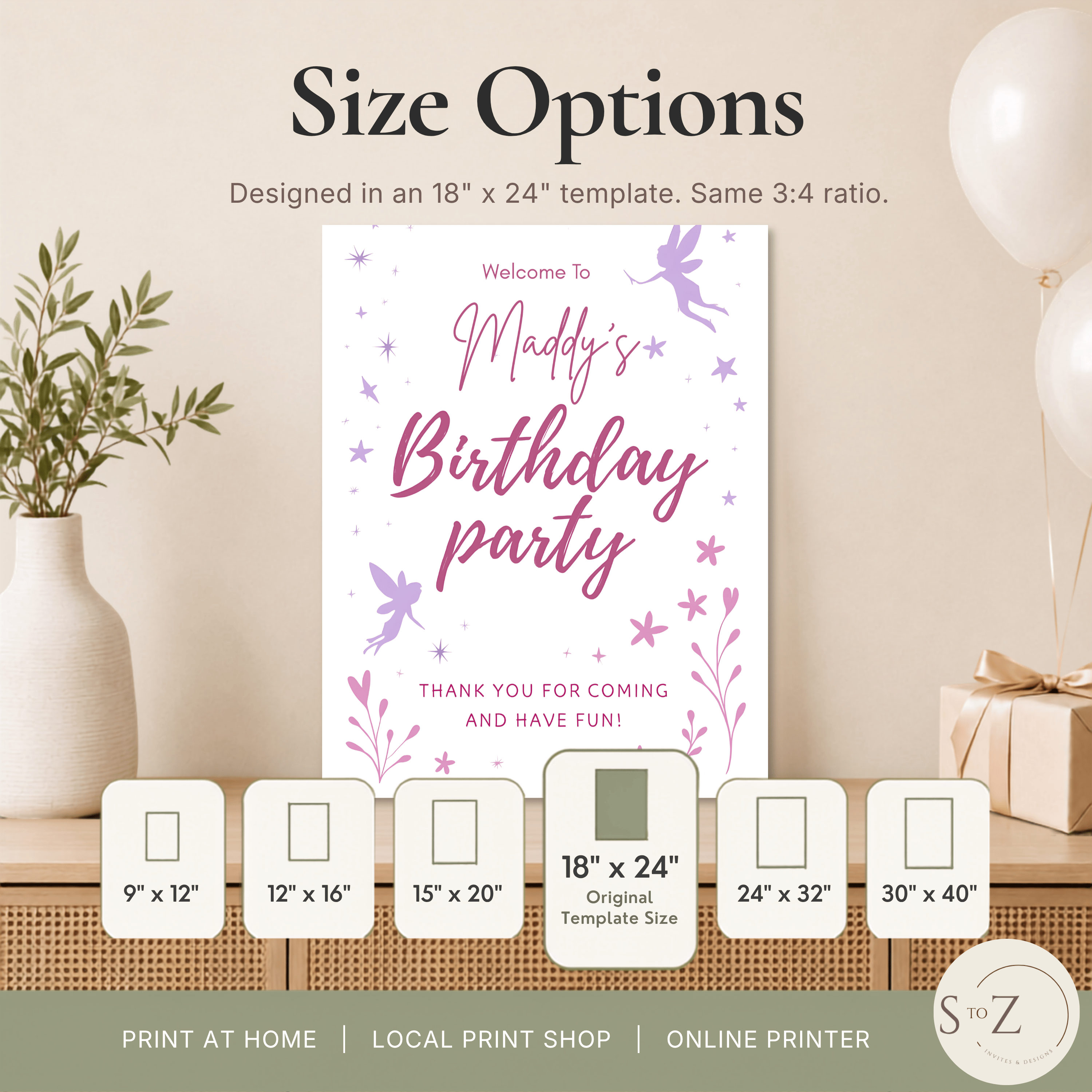Fairy Birthday Welcome Sign