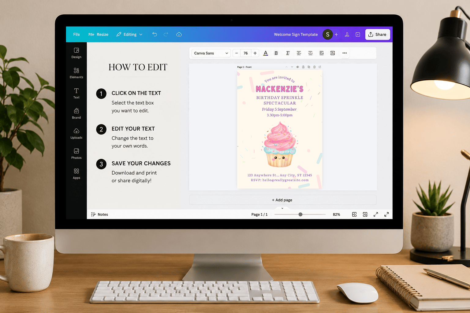 Cupcake Birthday Invitation Template
