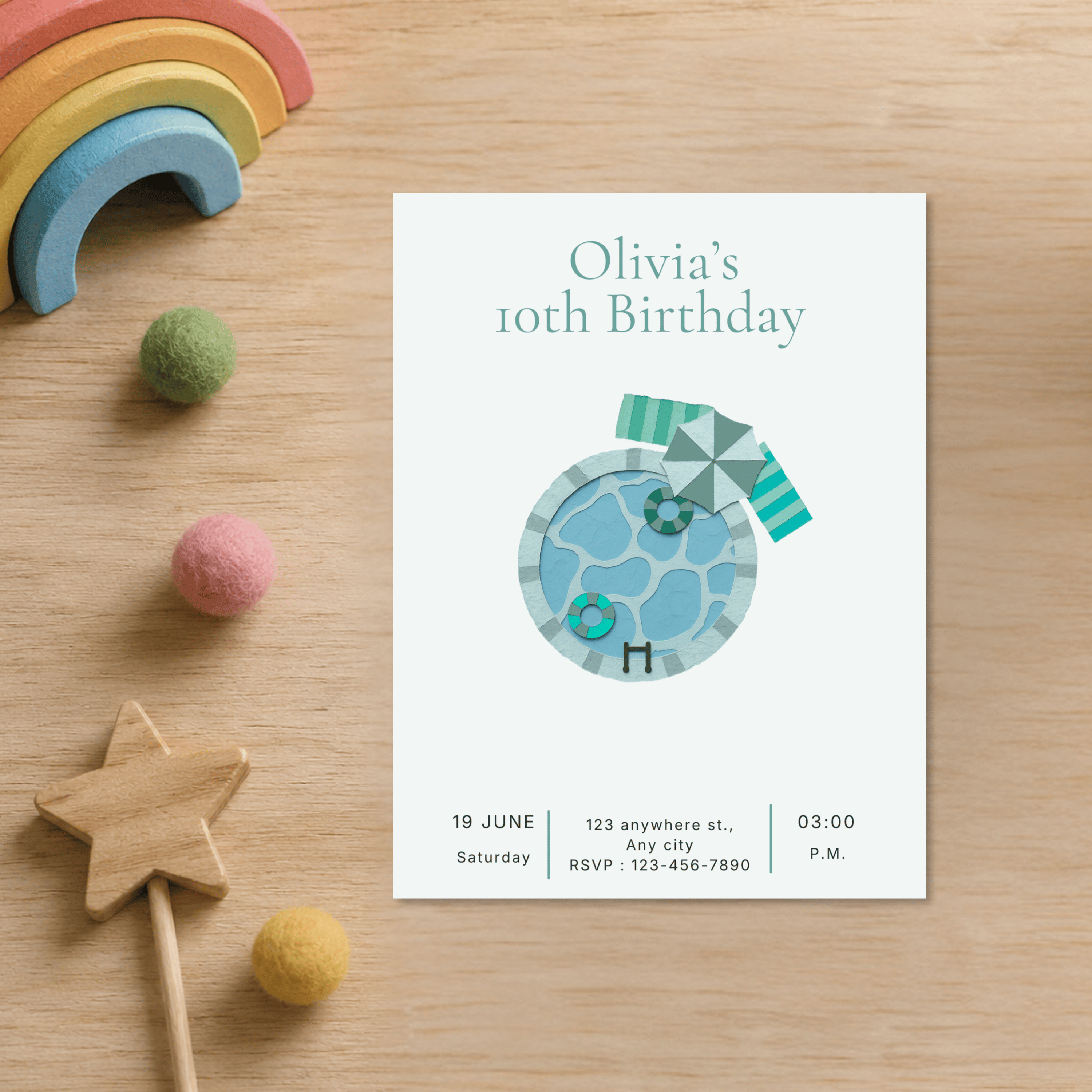 Sensory Friendly Pool Party Invite