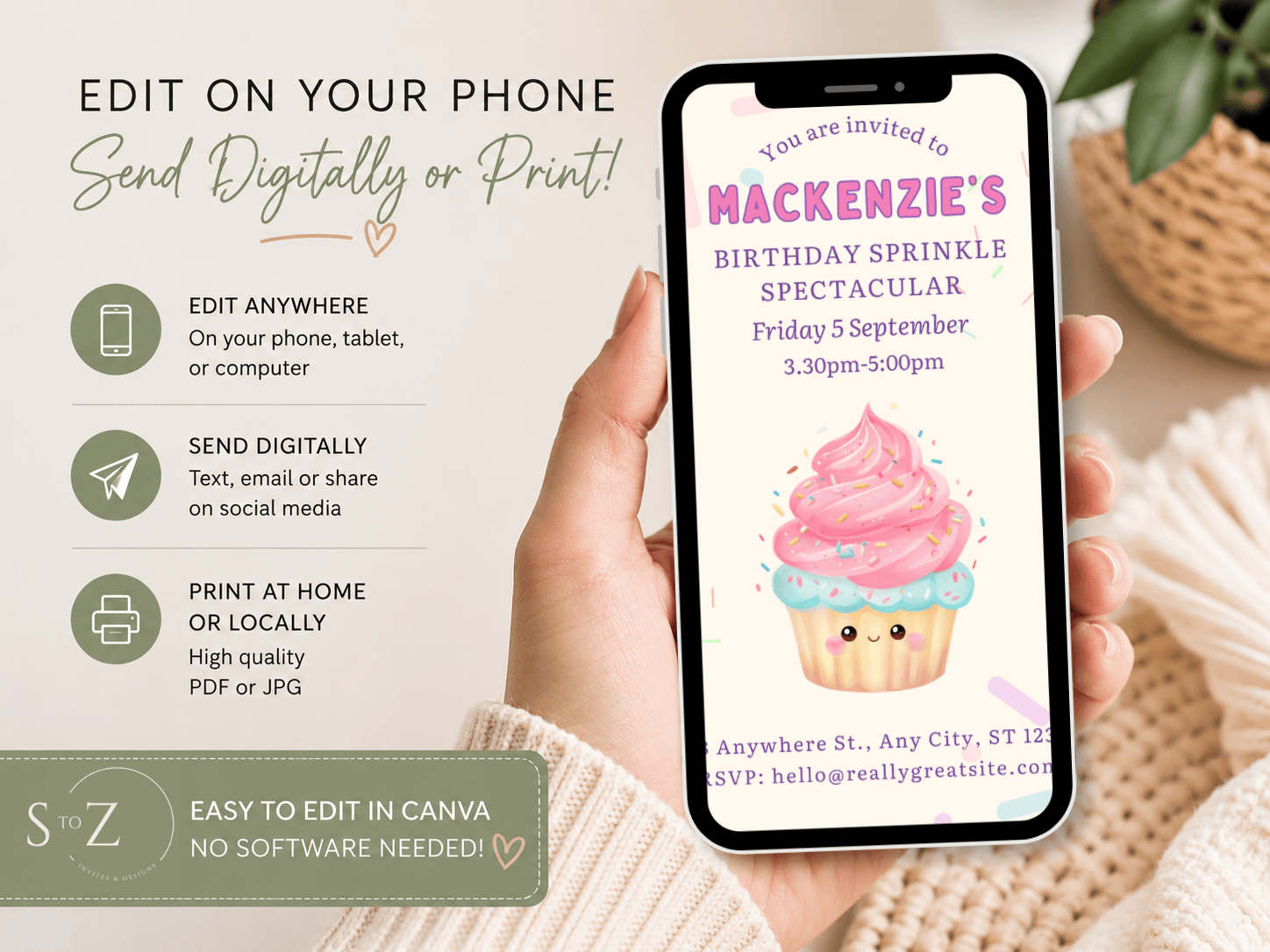 Cupcake Birthday Invitation Template