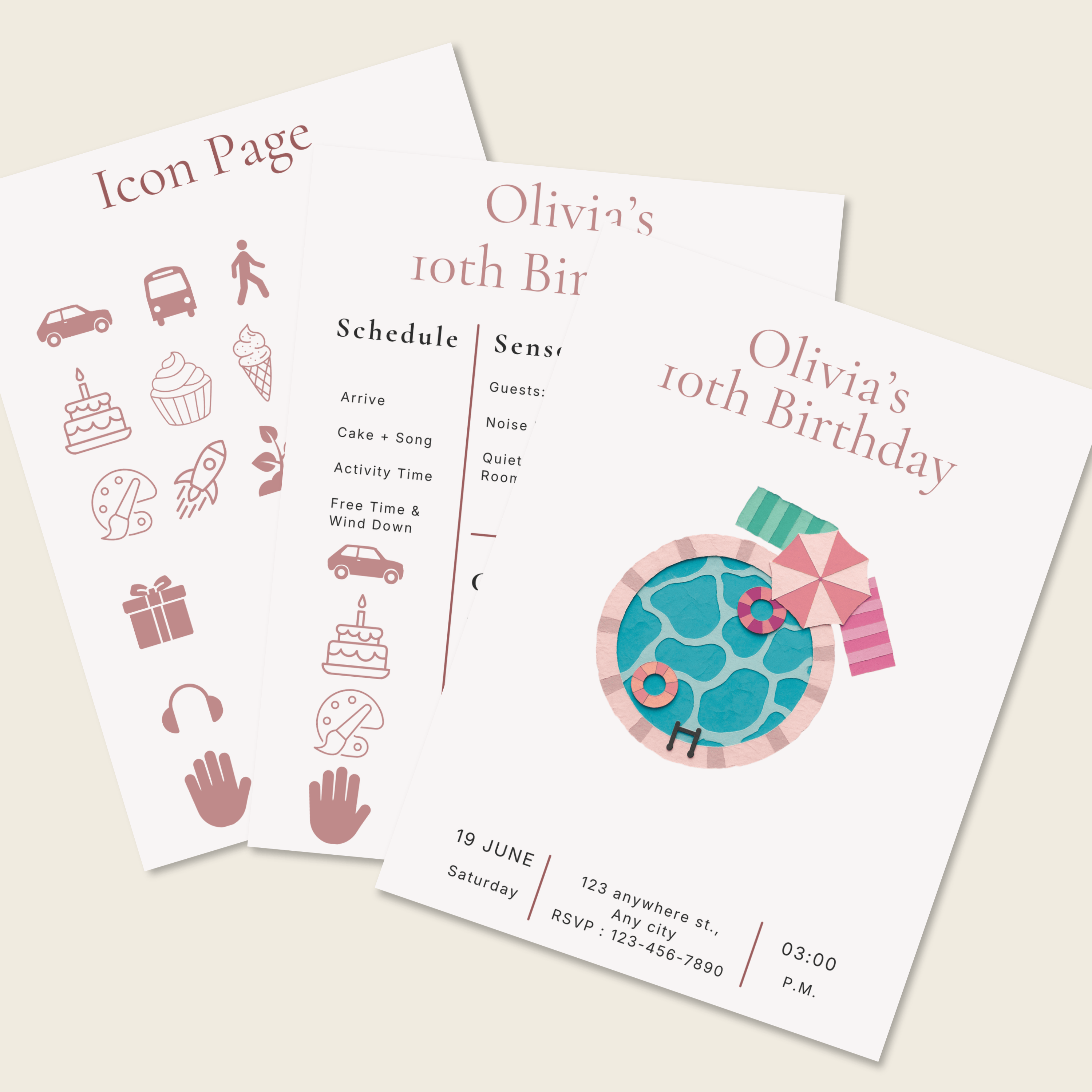 Sensory Friendly Pool Party Invite