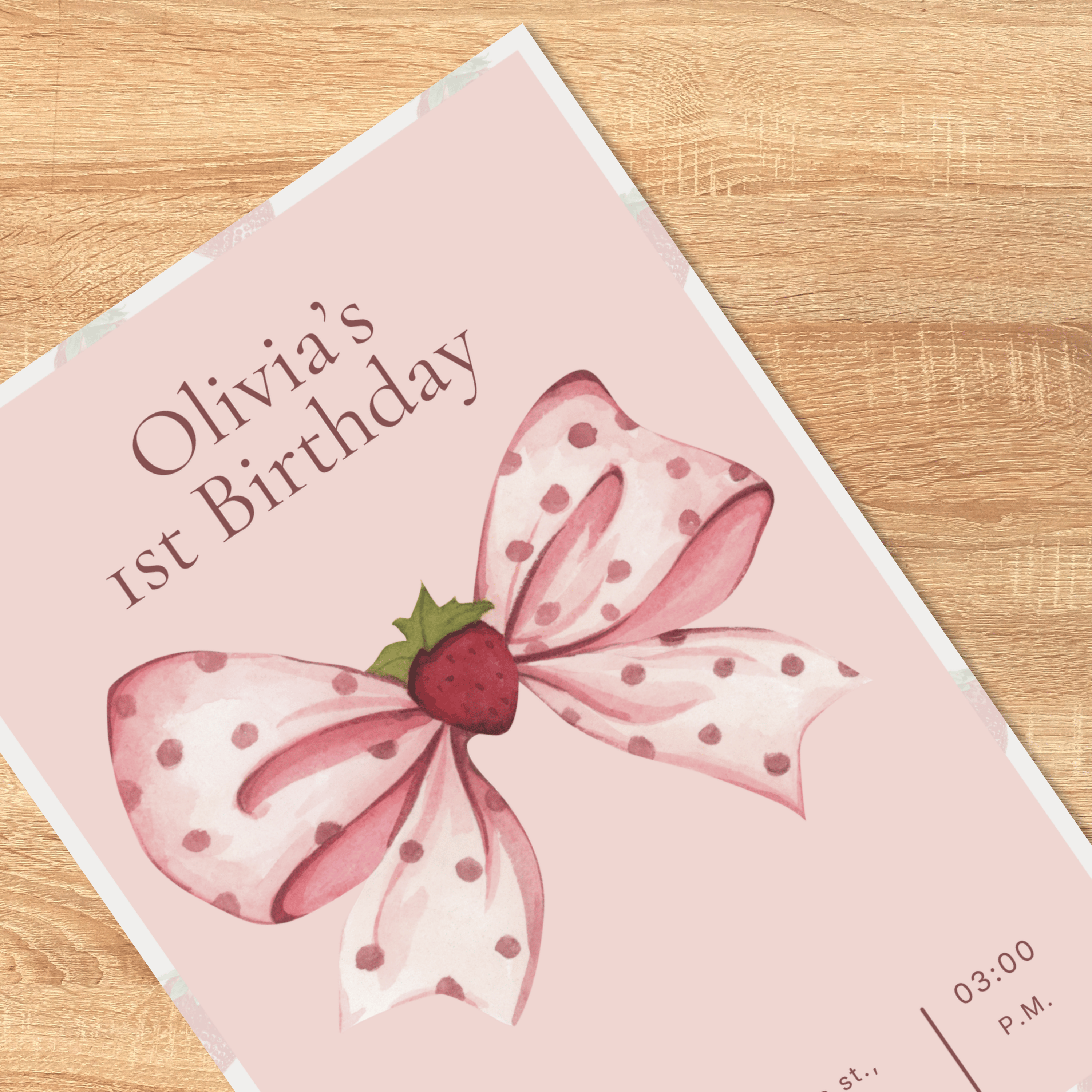 Sensory Friendly Strawberry Bow Invite
