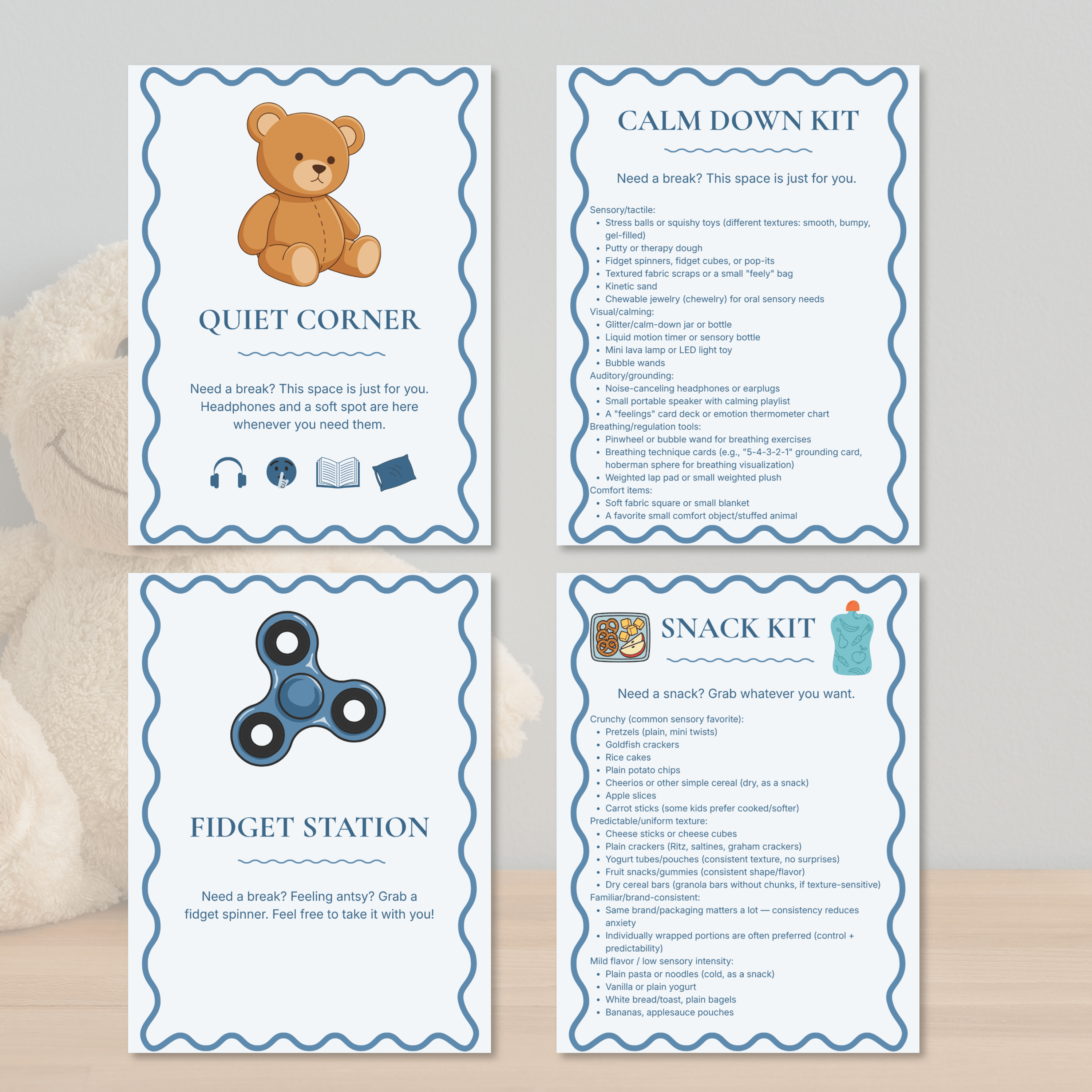 Pool Party Sensory Friendly Signs & Calm Down Kit