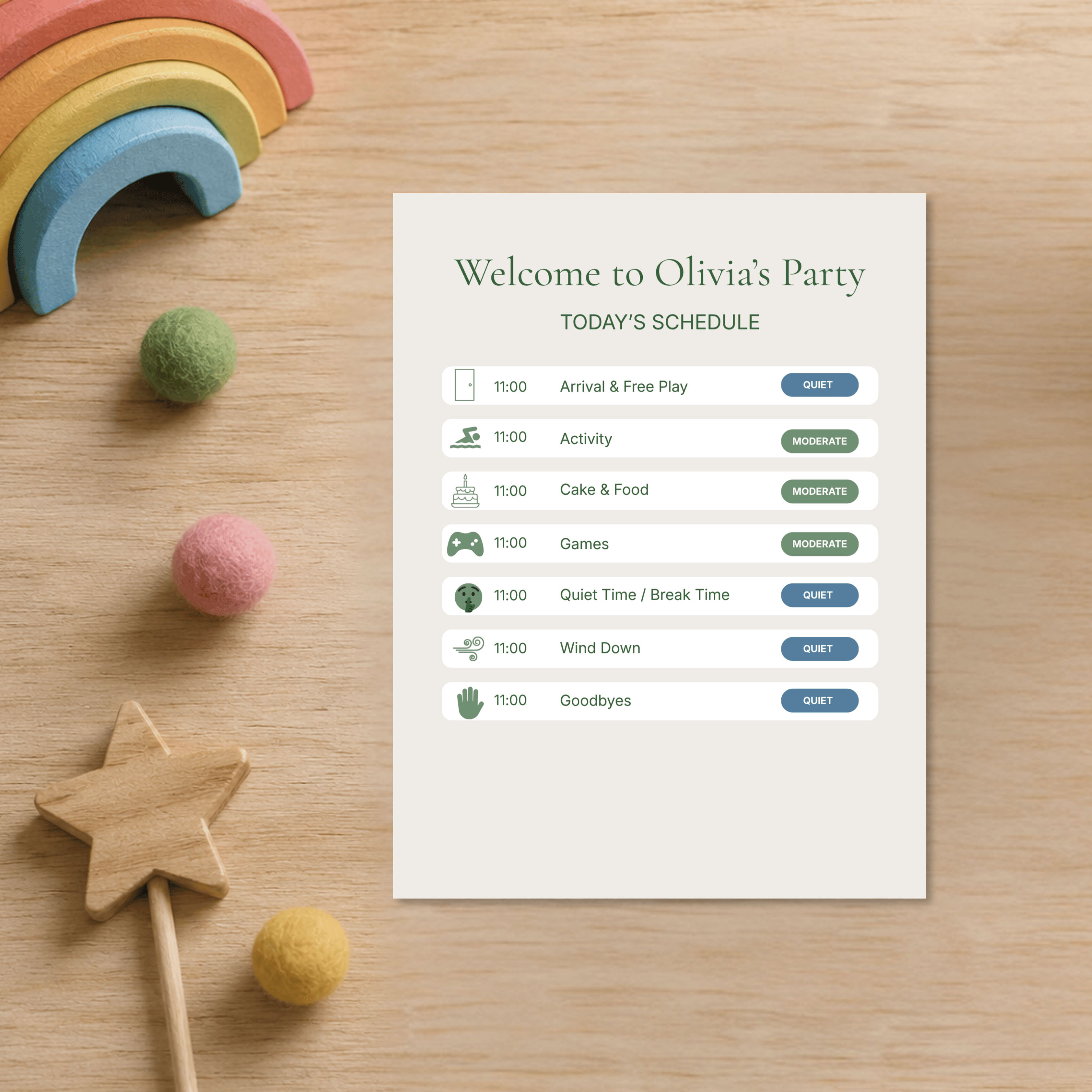 Pool Party Sensory Friendly Visual Schedule