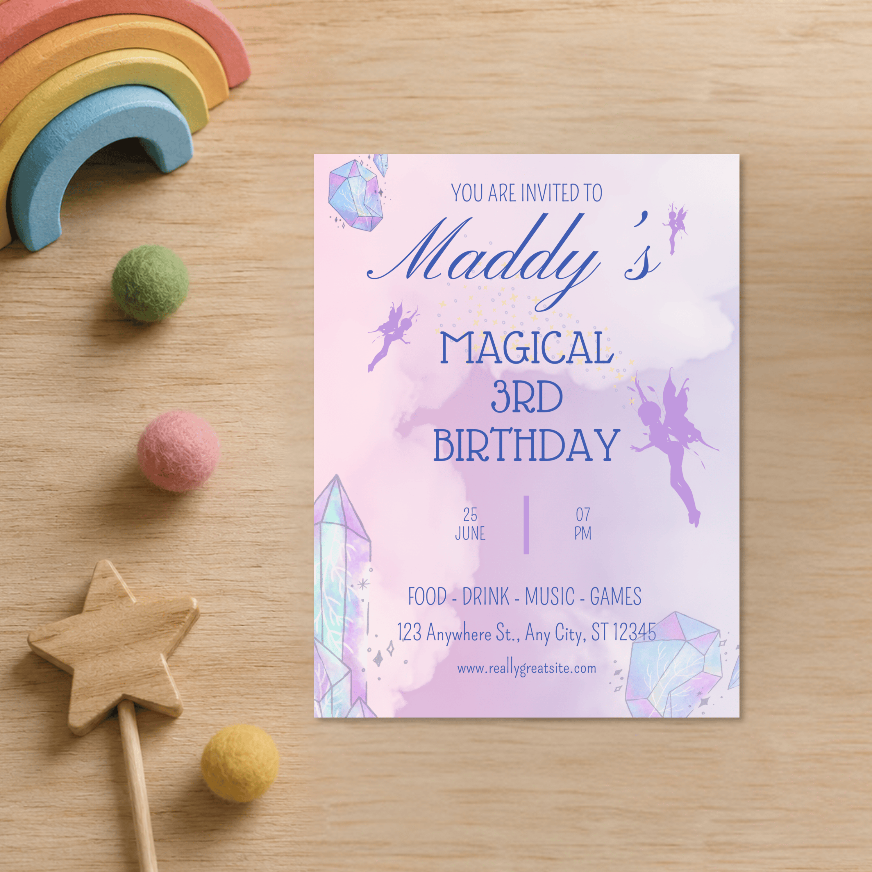 Fairy Birthday Party Bundle — Invitation + Thank You Card