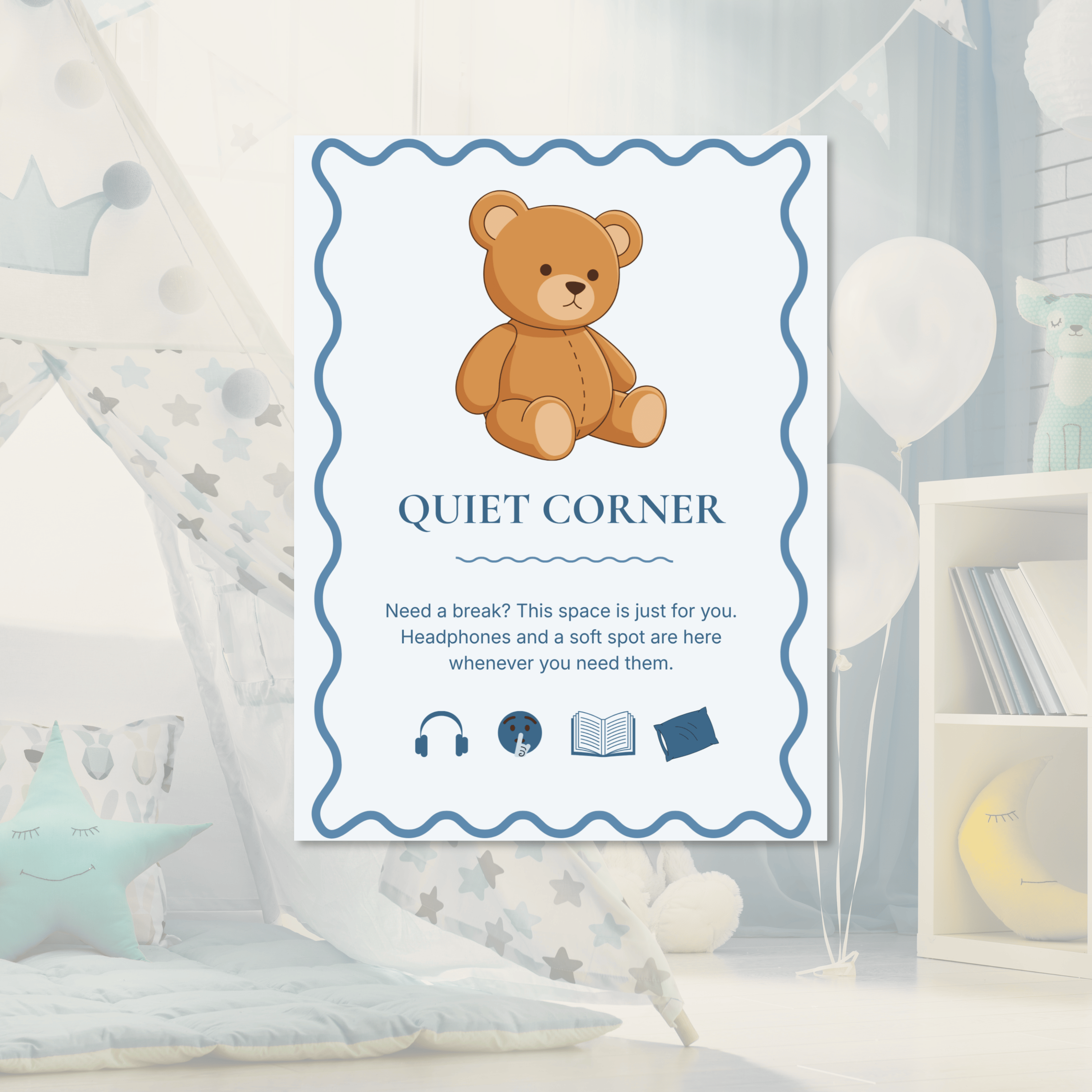 Pool Party Sensory Friendly Signs & Calm Down Kit