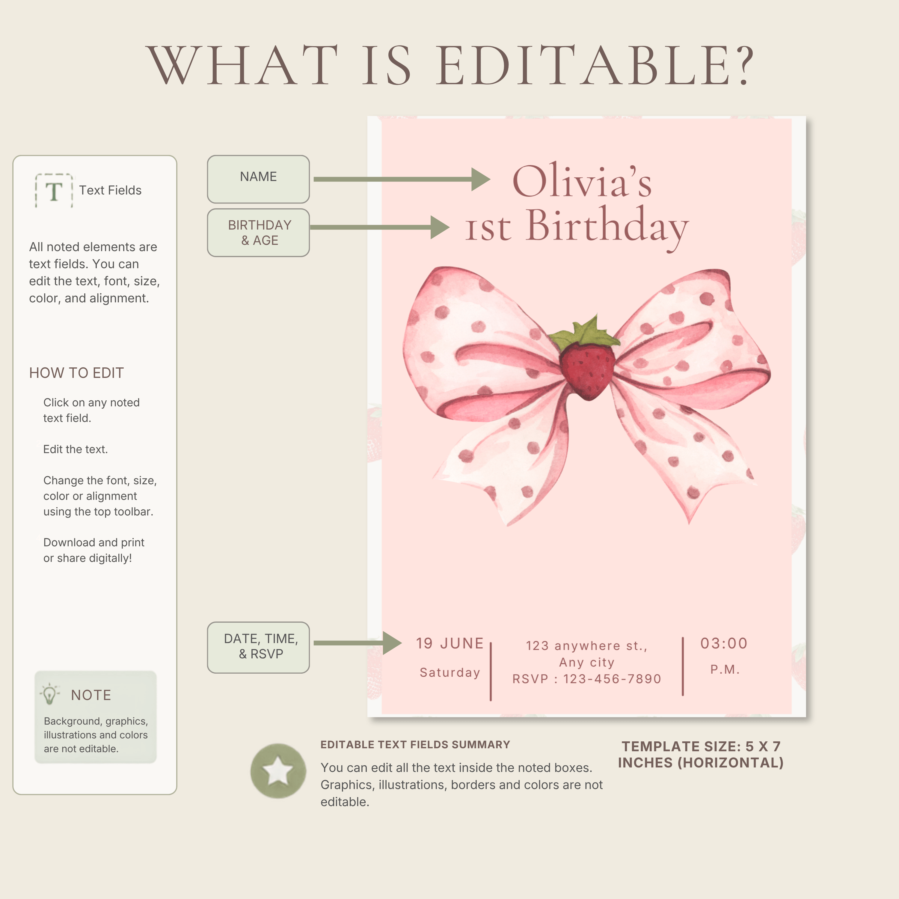 Sensory Friendly Strawberry Bow Invite