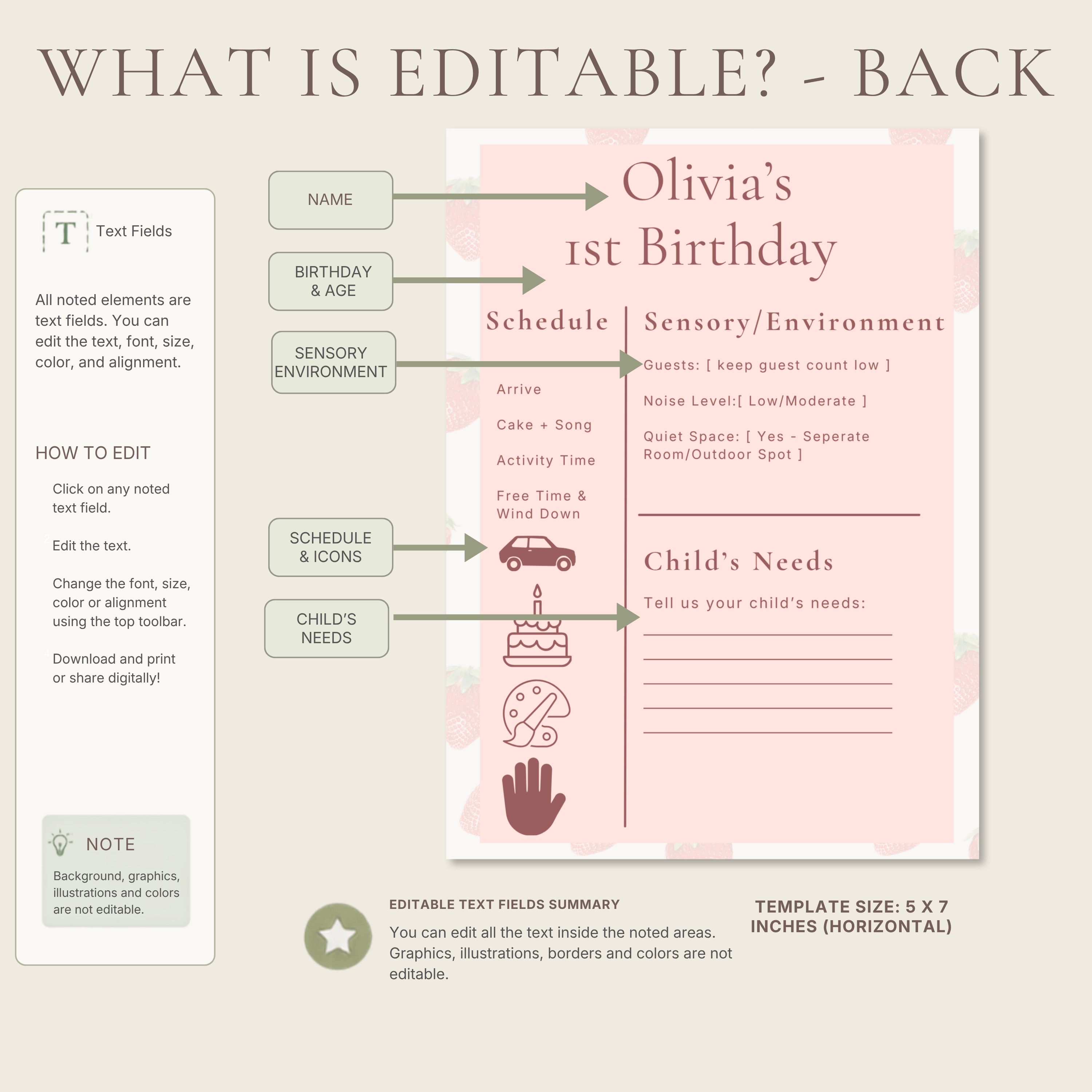 Sensory Friendly Strawberry Bow Invite