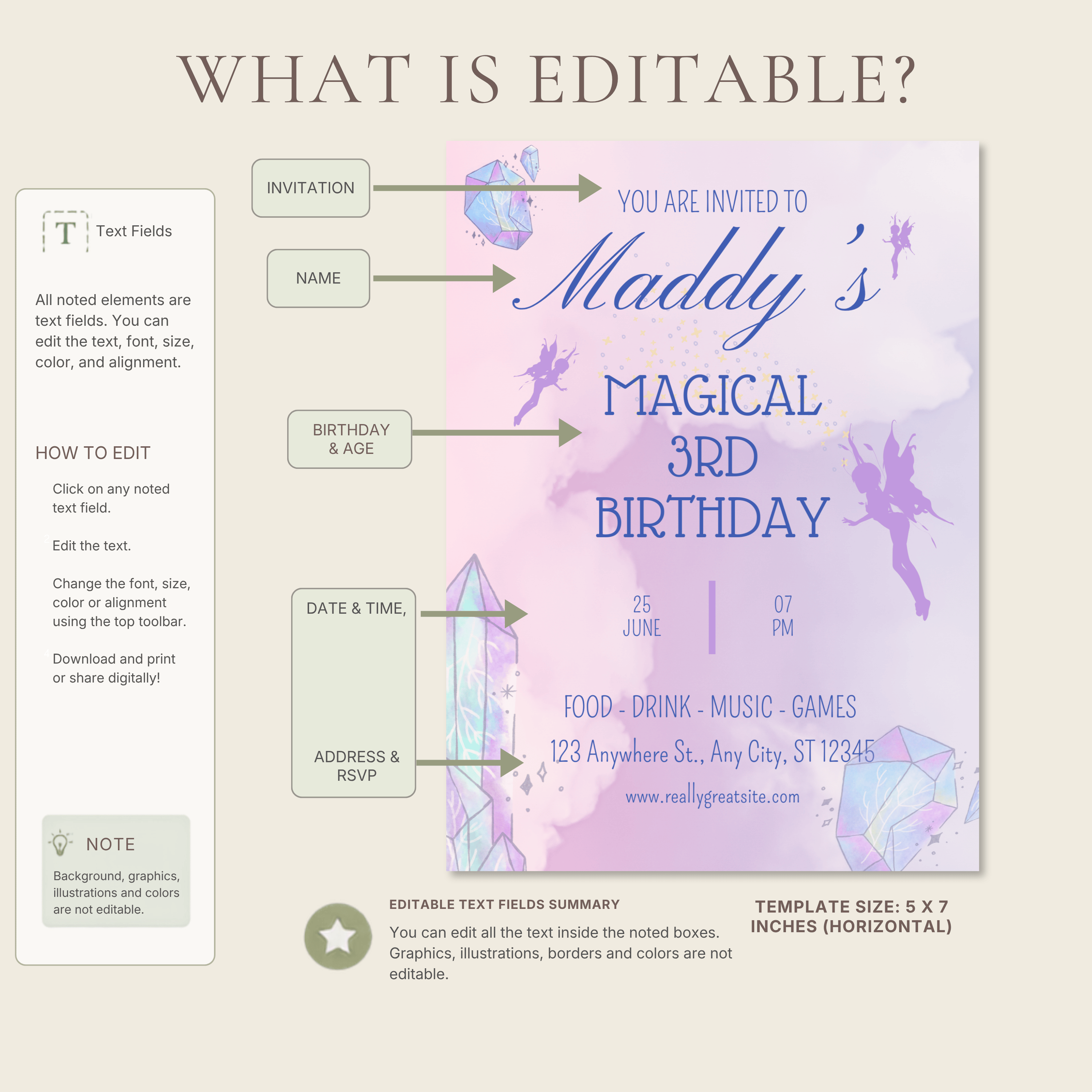 Fairy Birthday Party Bundle — Invitation + Thank You Card