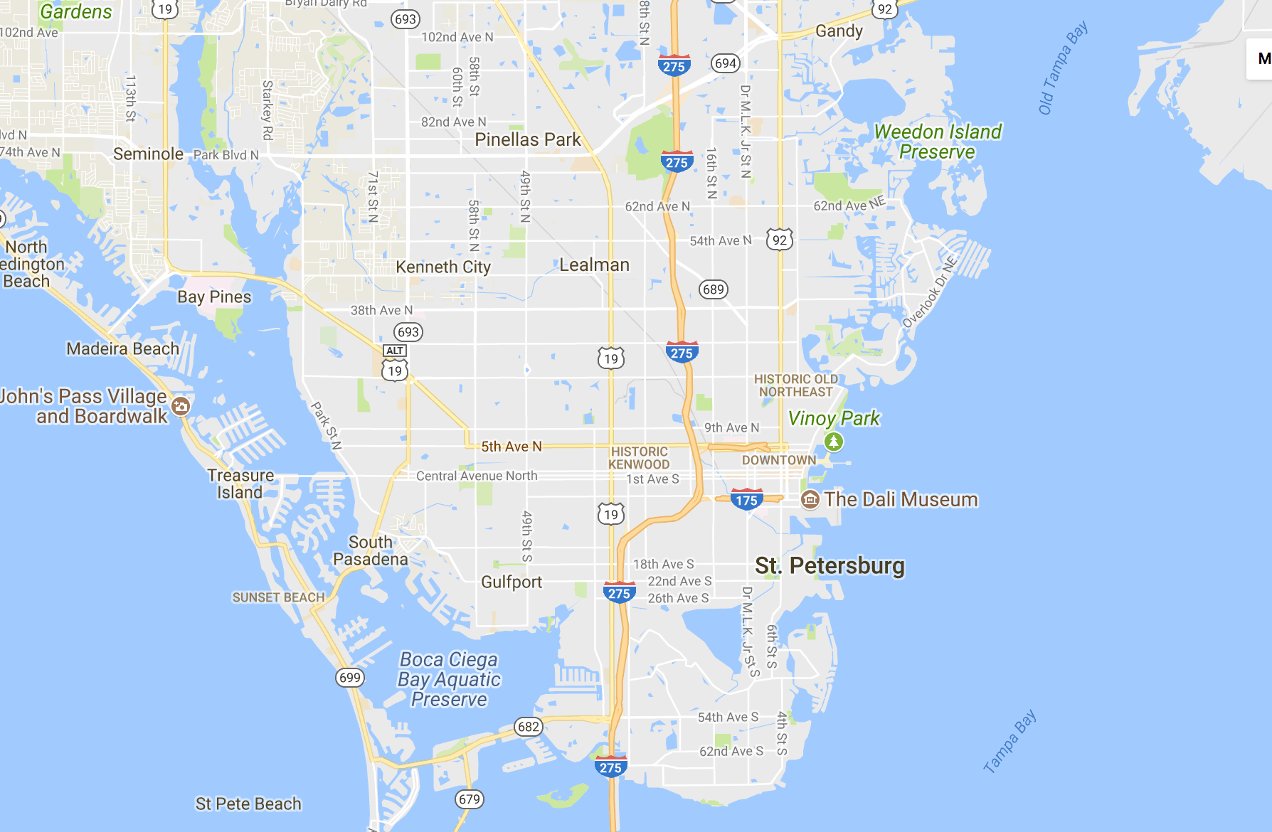 Saint Pete Florida Map Detailed Road Map Of Saint Pete Beach NPWSVB St Pete GiS Map 