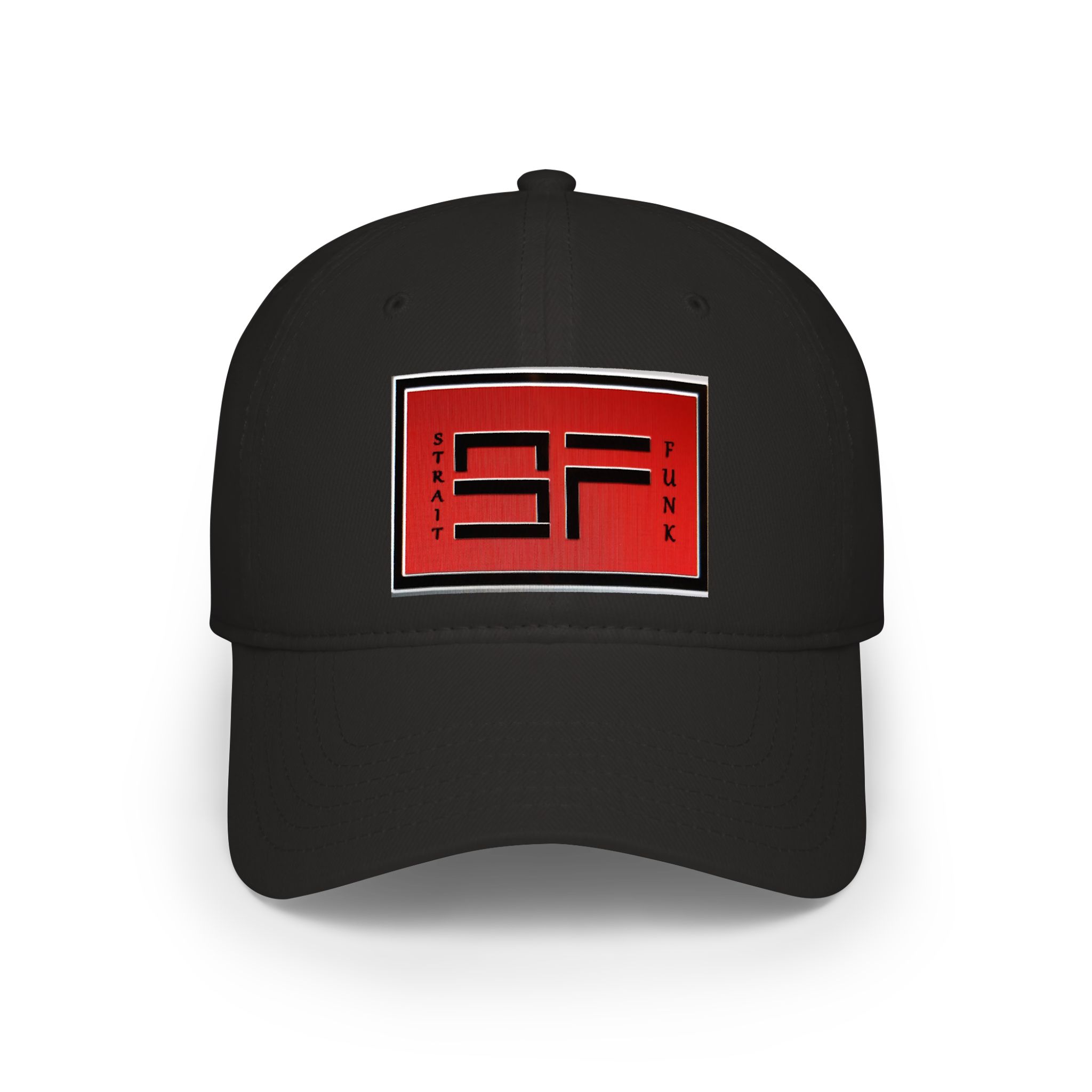 STRAIT FUNK Baseball Cap with Red Patch Logo — Minimalist Streetwear Hat