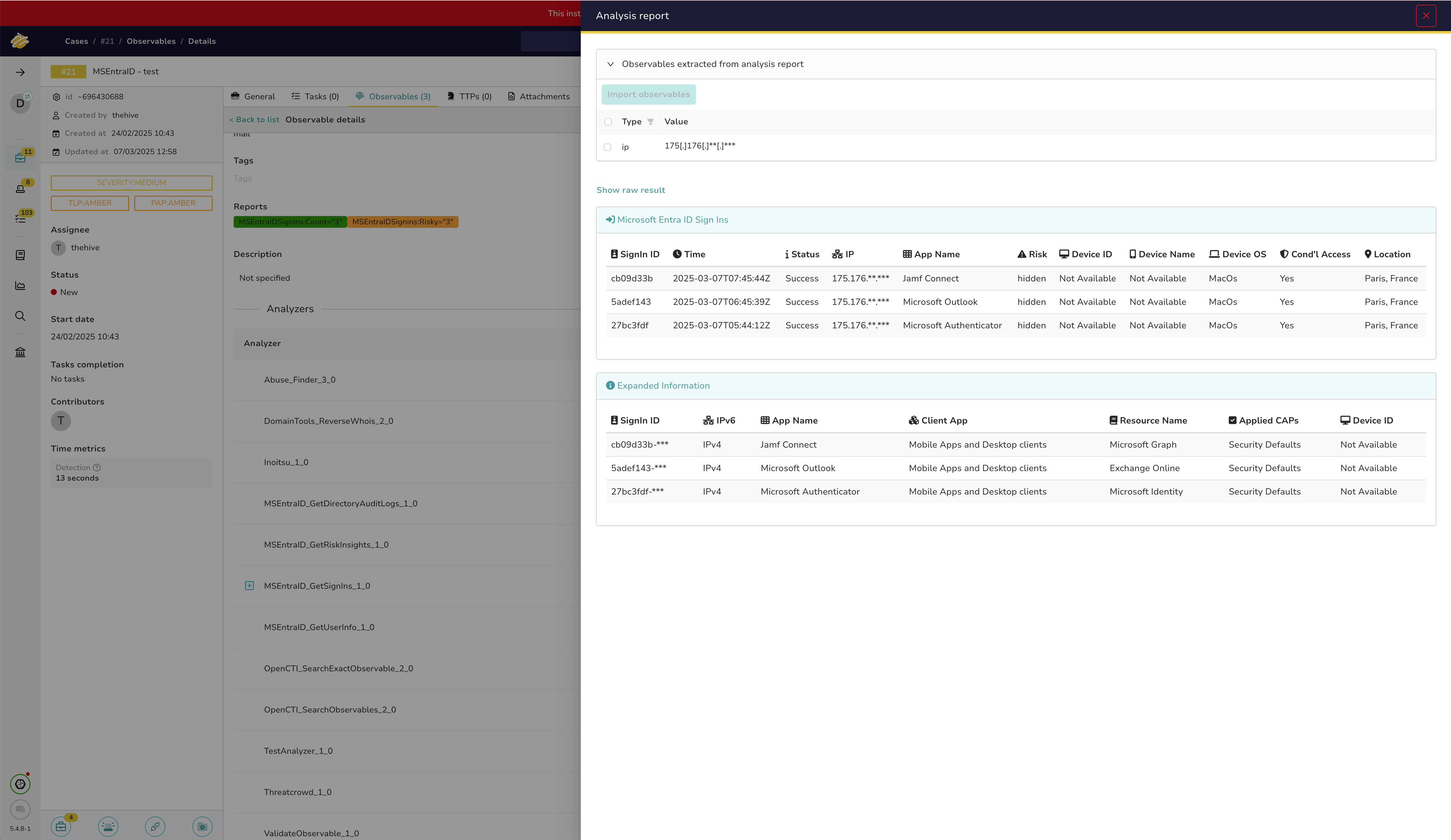GetSignIns Cortex TheHive