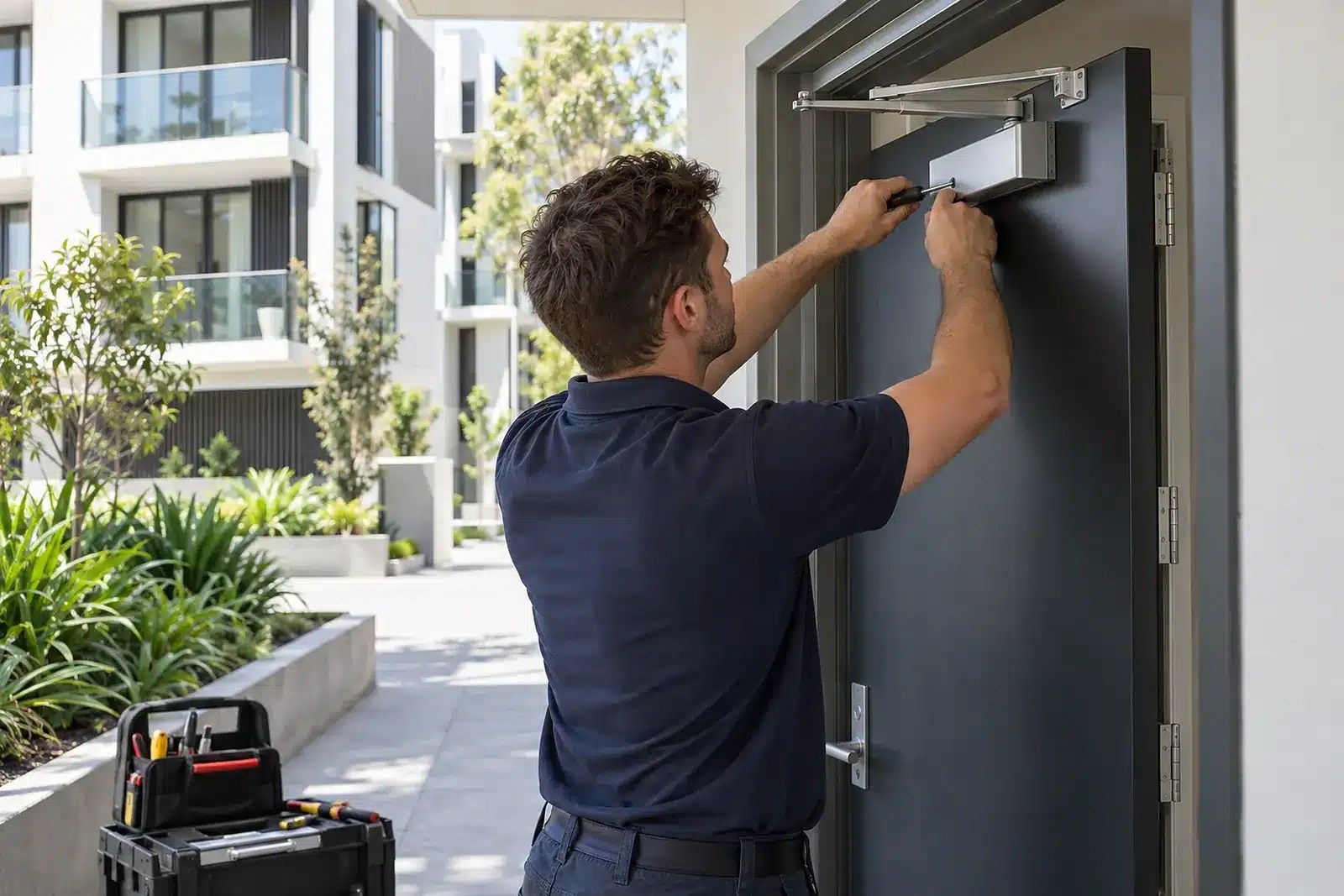 Fire door upgrade, 40 apartment entries