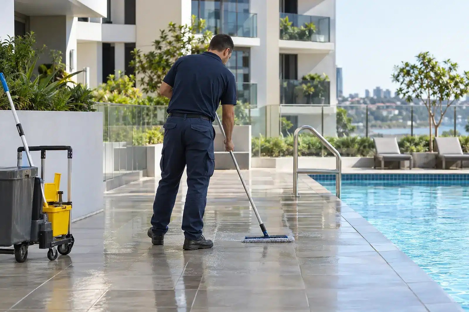 Common-area cleaning, 150-lot complex