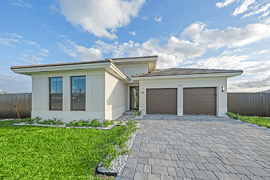 View of a contemporary modular home unit
