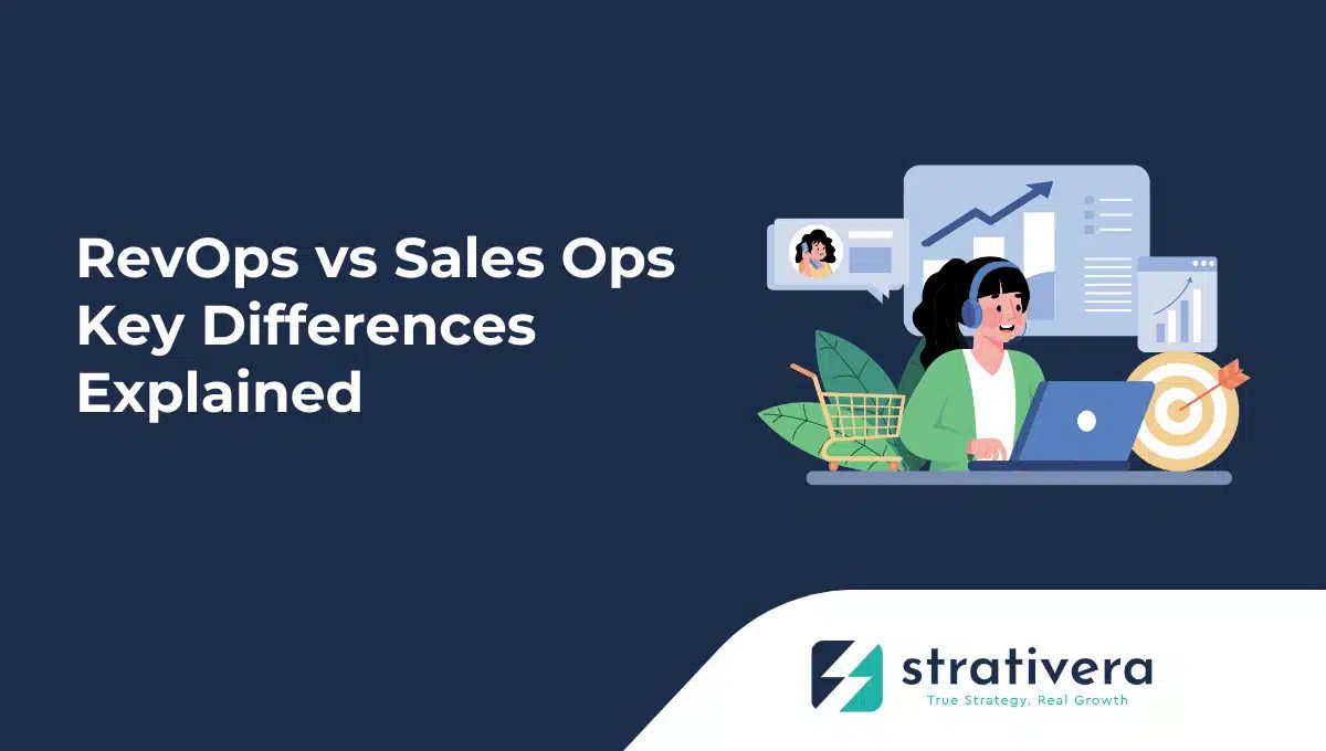 Side-by-side comparison of Revenue Operations (RevOps) and Sales Operations (SalesOps) teams analyzing data and collaborating to drive growth.
