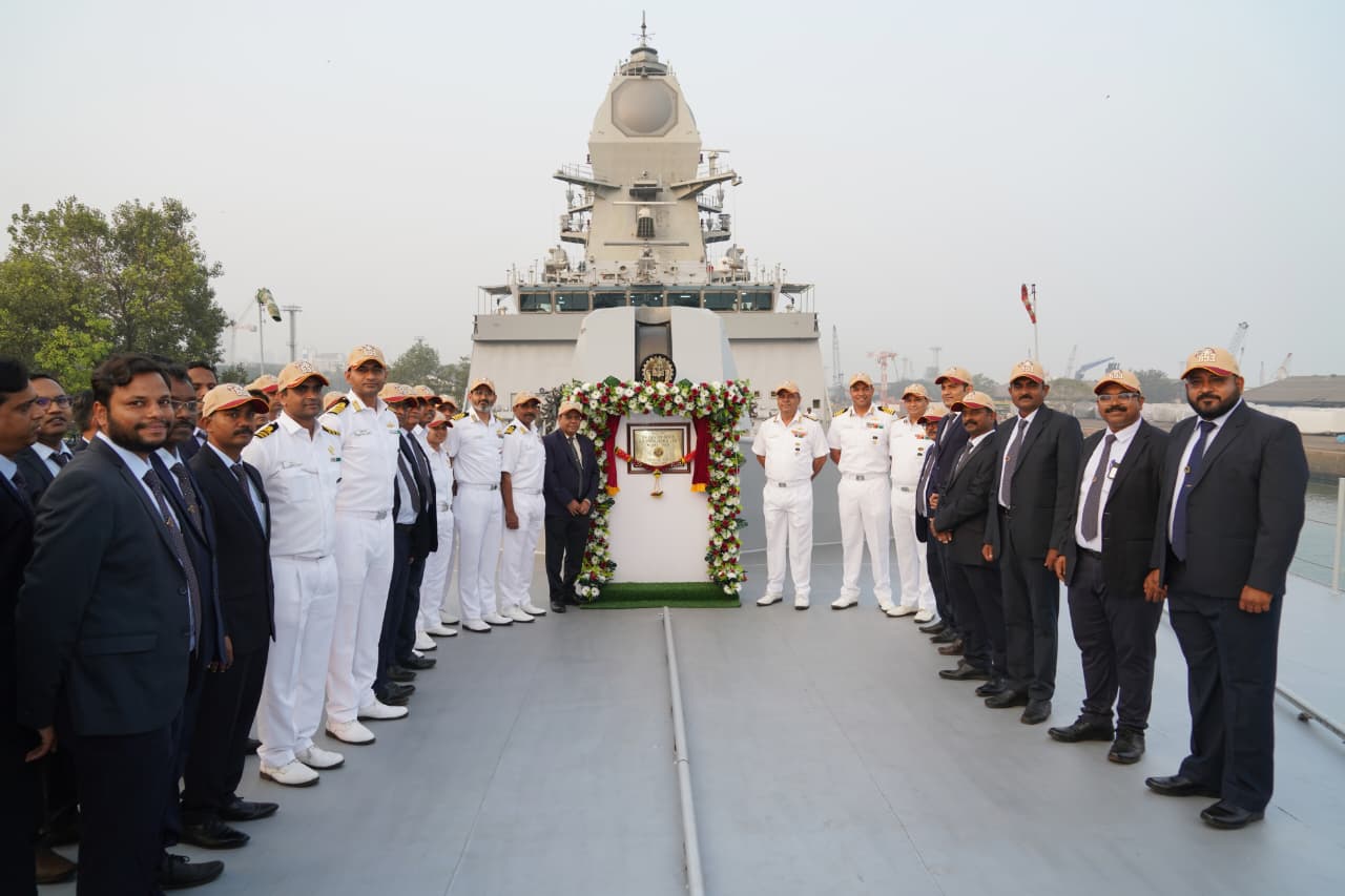 Delivery of Taragiri, the fourth ship of Nilgiri Class (Project 17A) and the third built by Mazagon Dock Shipbuilding Ltd (MDL), was delivered to the Indian Navy on Friday at MDL, Mumbai | Photo: Indian Navy