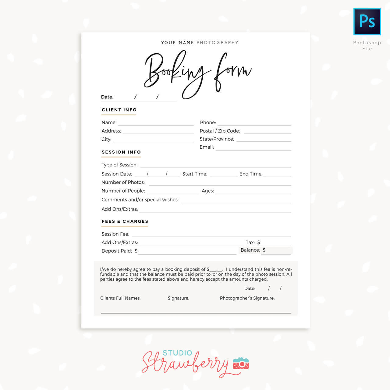 Booking Form Template Free Download