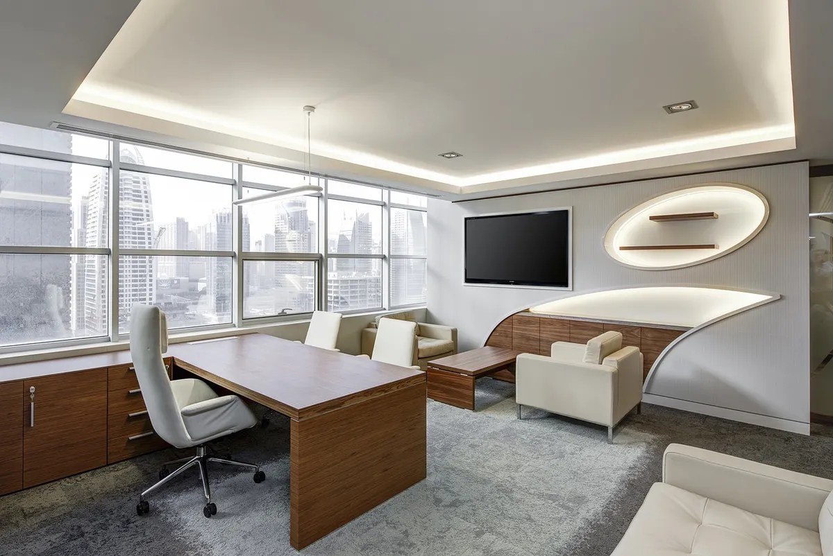Retro office cubicle setup similar in mood to Lumon's isolated work rooms, not from the show