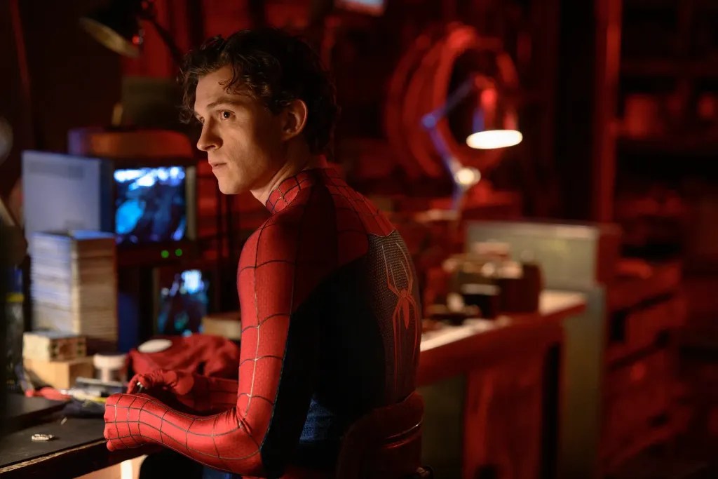 Peter Parker/Spider-Man (Tom Holland) works at his desk in Spider-Man: Brand New Day (2026).