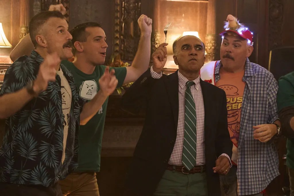 From L to R: Steve Lemme, Andrew Dismukes, Iqbal Theba, and Kevin Heffernan in Super Troopers 3 (2026).