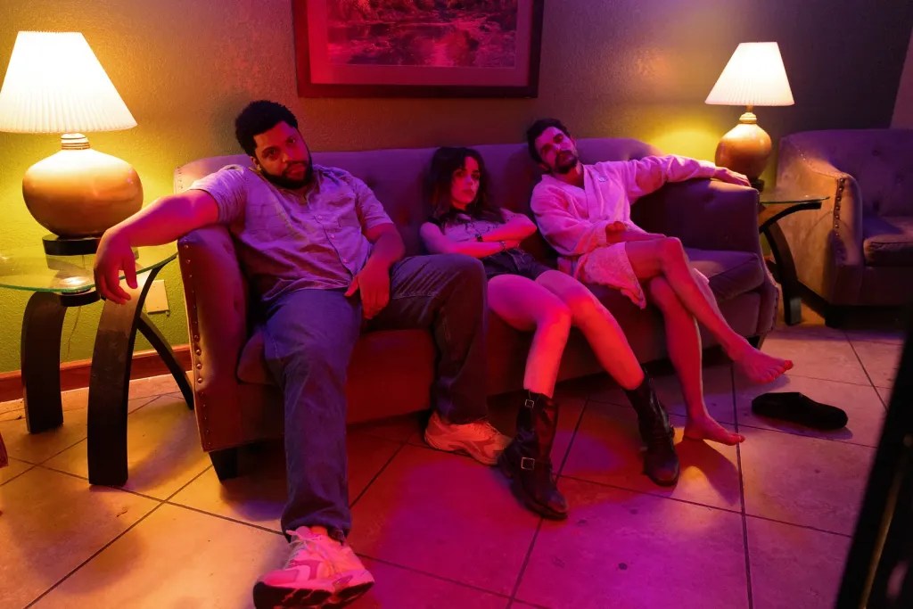 O’Shea Jackson Jr., Kiernan Shipka, and Dave Franco in Idiots (2026).