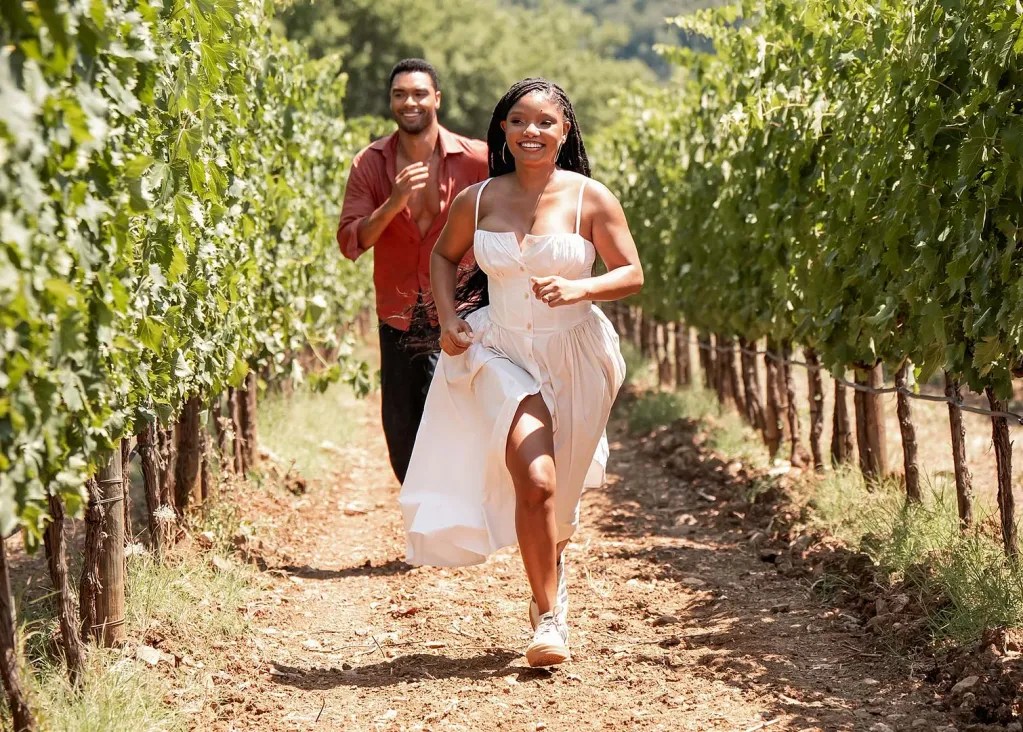 Halle Bailey and Regé-Jean Page in You, Me & Tuscany (2026).