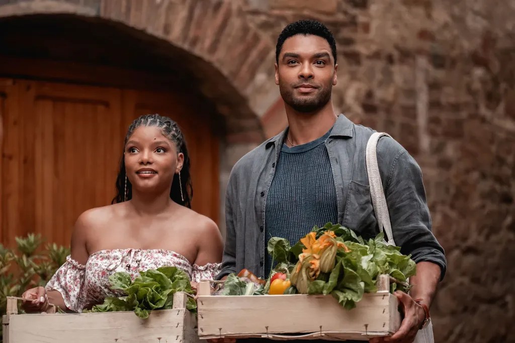 Halle Bailey and Regé-Jean Page in You, Me & Tuscany (2026).