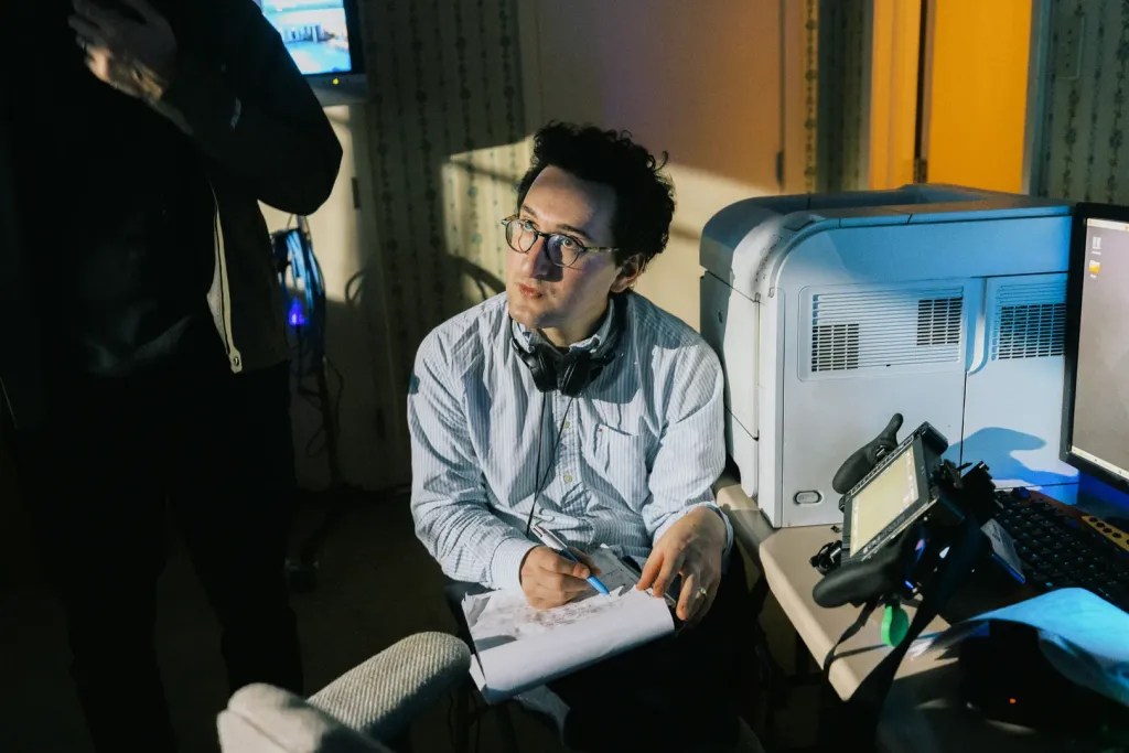 Director Lance Oppenheim on the set of Primetime (2026).