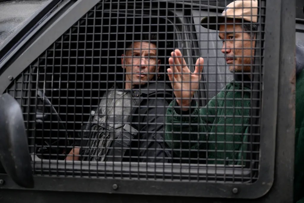 Director Destin Daniel Cretton and Jon Bernthal on the set of Spider-Man: Brand New Day (2026).