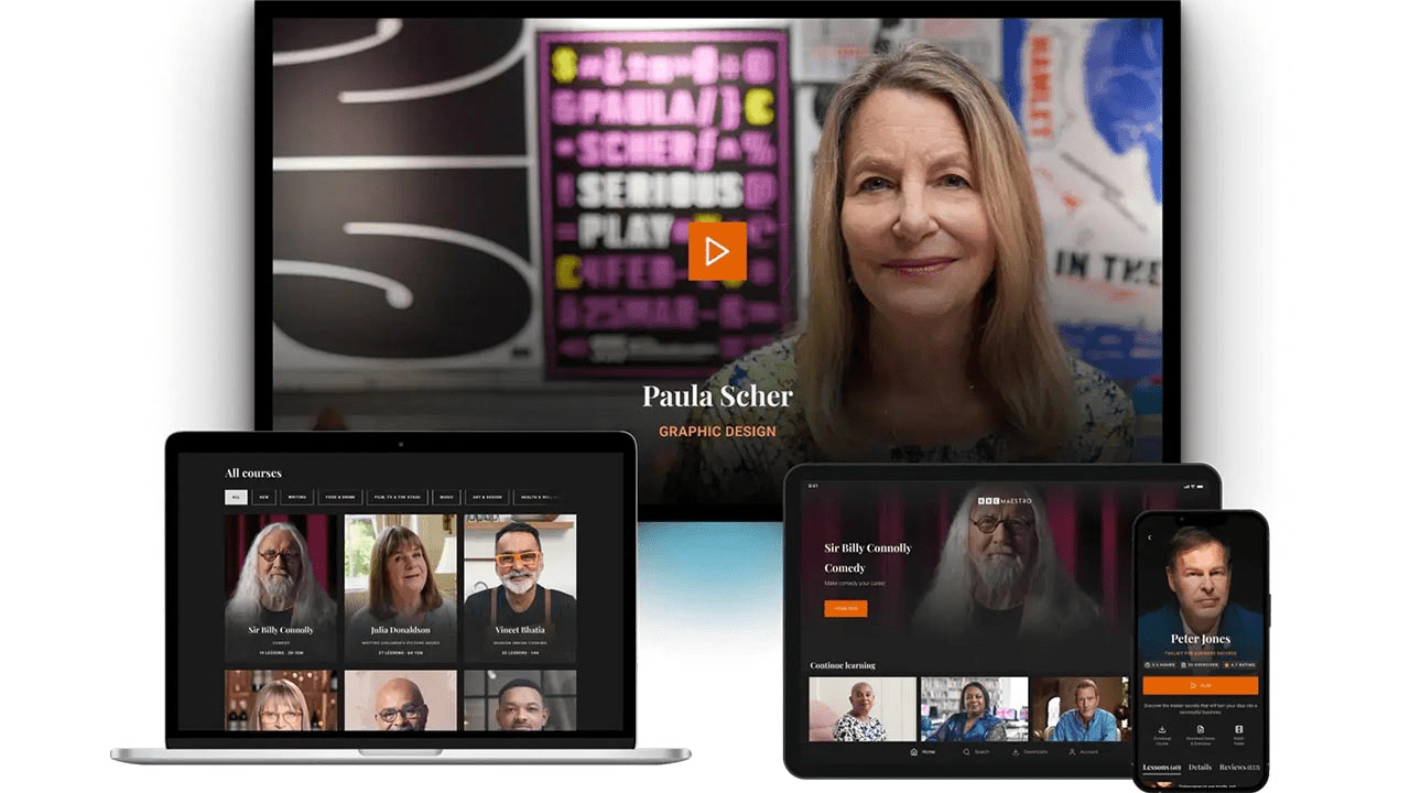 The BBC Maestro streaming service on several different devices.