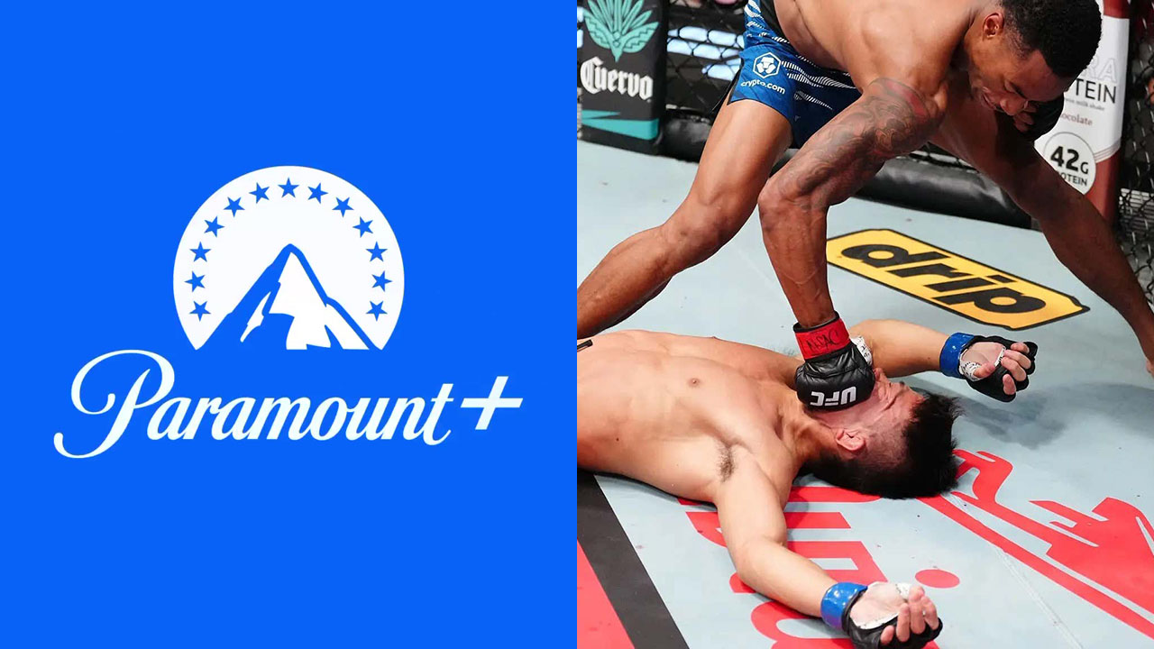 Paramount+ logo and UFC fighters