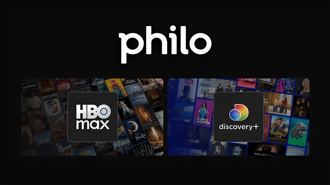 Philo logo with HBO Max and Discovery+