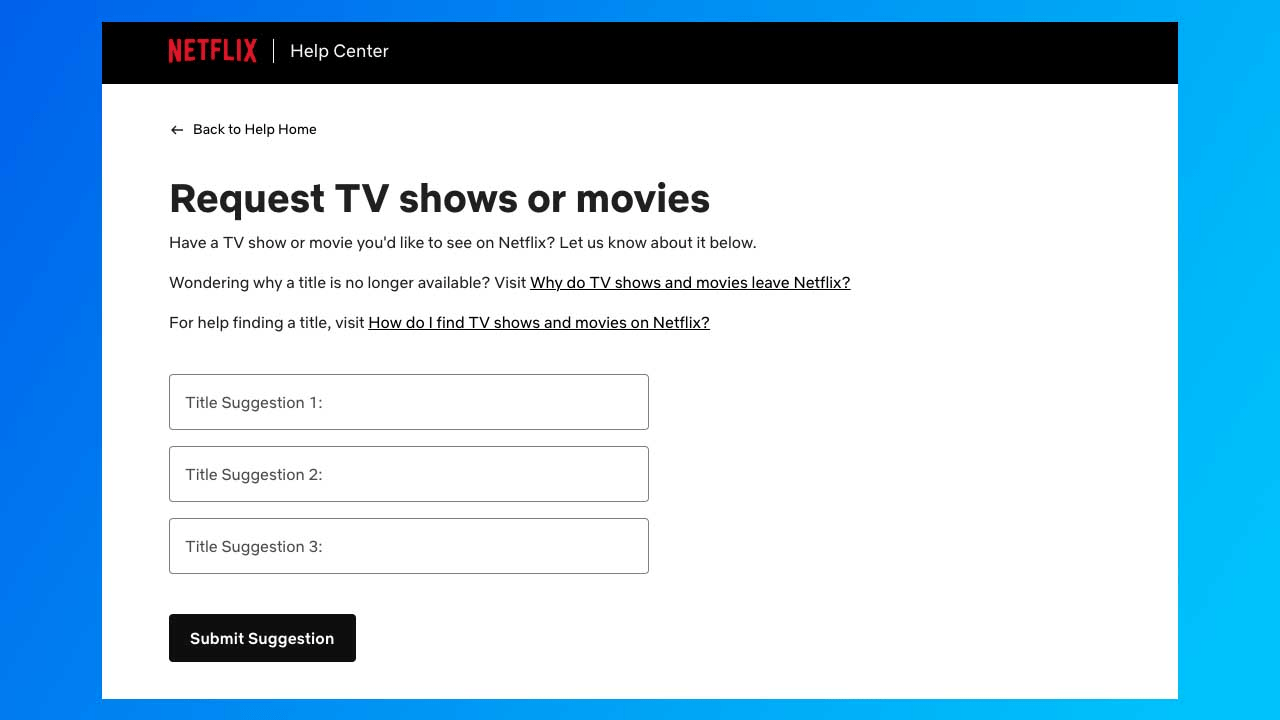 Netflix request form