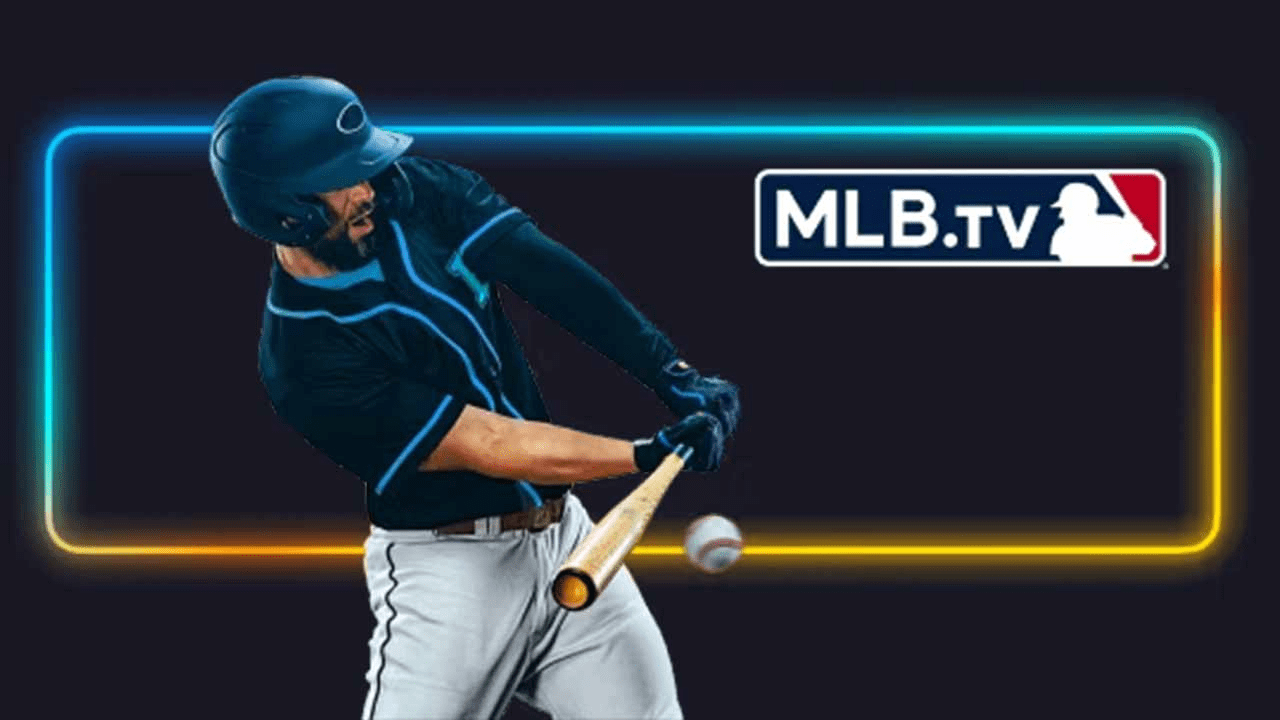 A baseball player by an MLB.TV logo