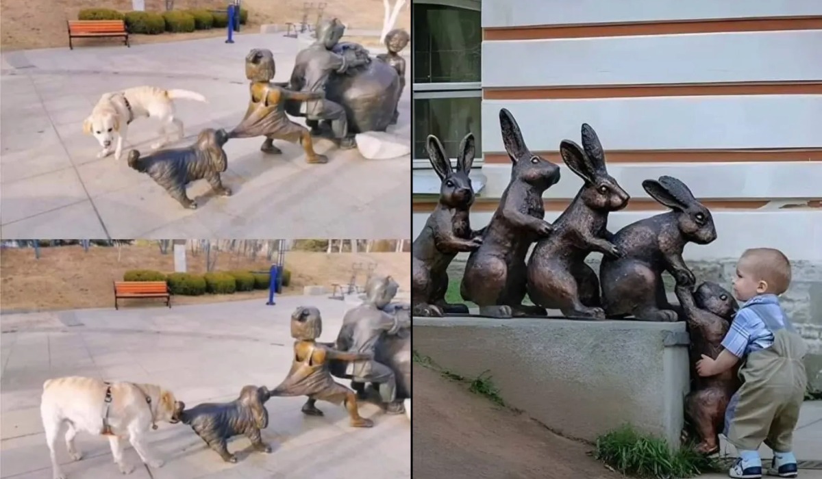 Playing With Statues (8 Photos)