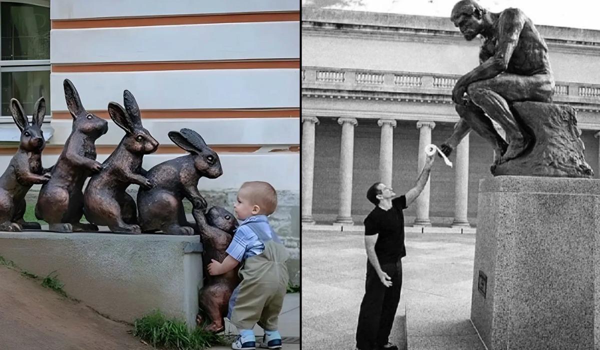 Playing With Statues (9 Photos)