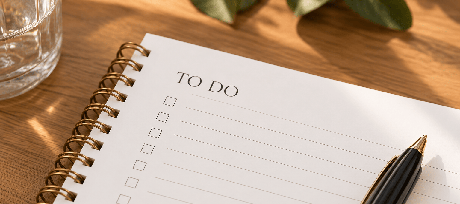 Weekly planner and pen used to plan a simple post-Thanksgiving routine reset