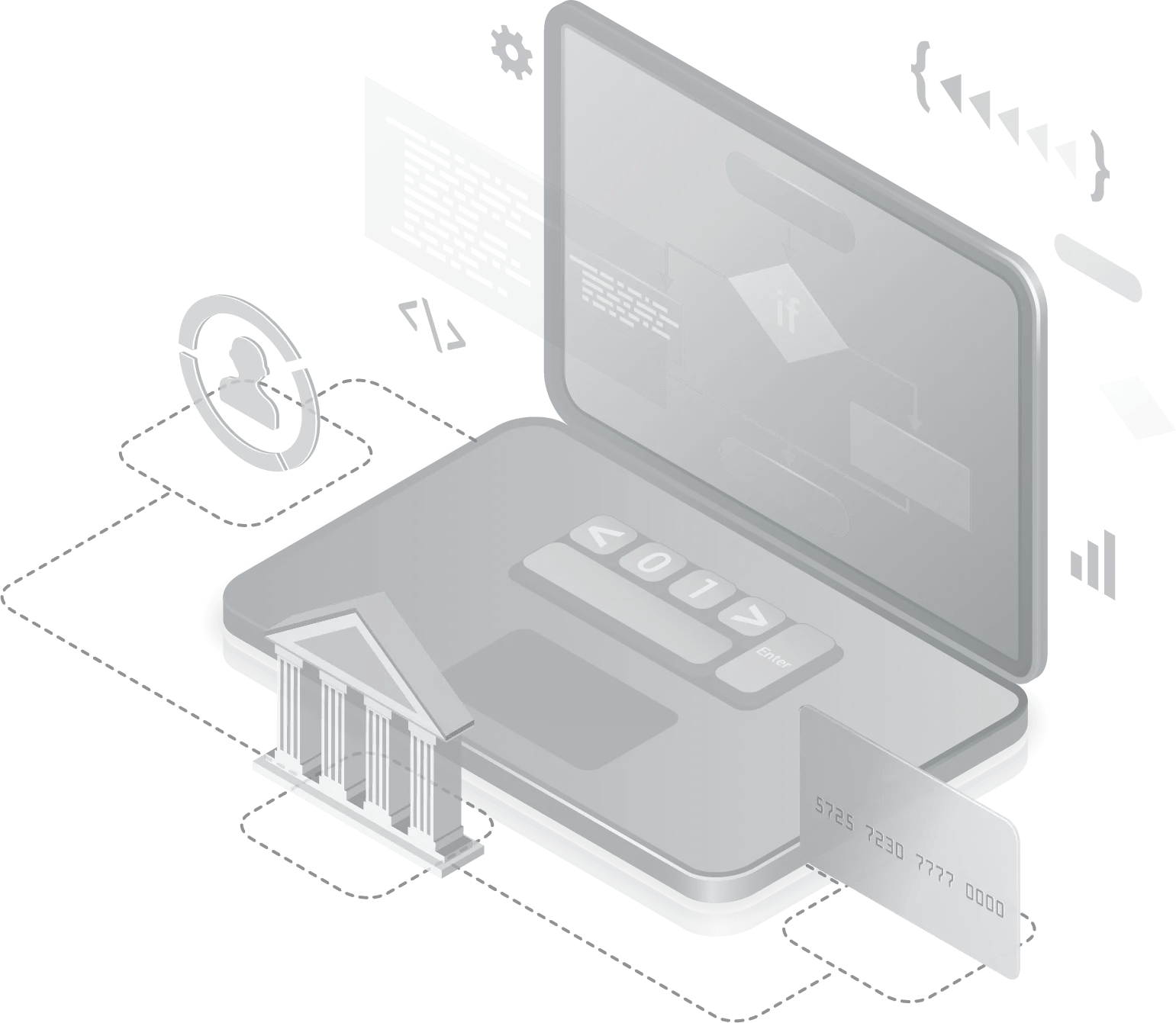 An image showing how the Striga API works using a laptop.