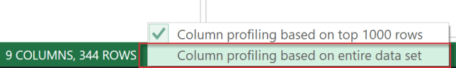 Column profiling 1,000 row limit