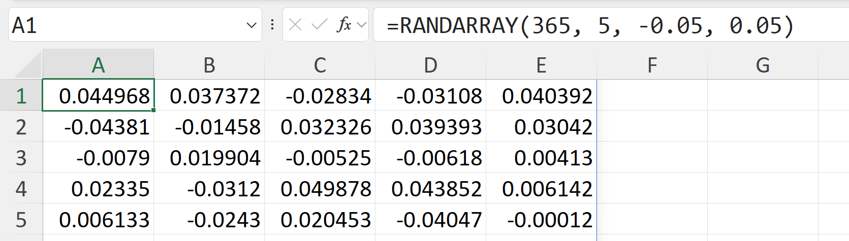 Risk analysis randarray example