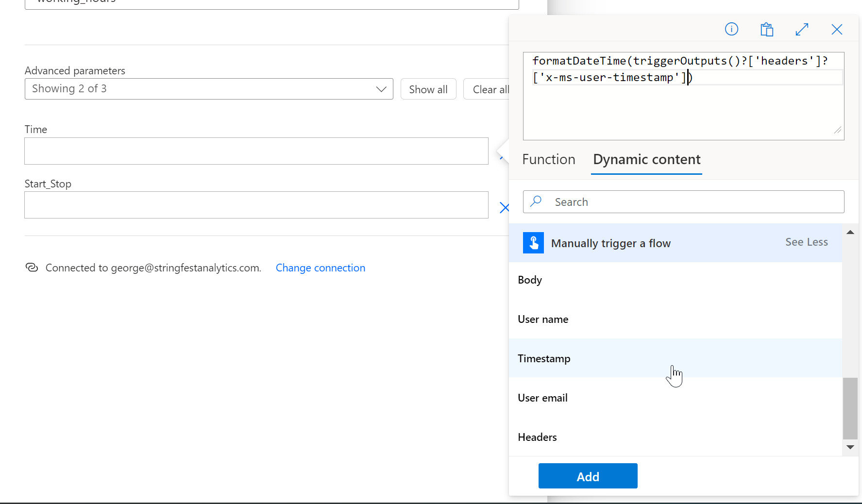 Power Fx add dynamic content