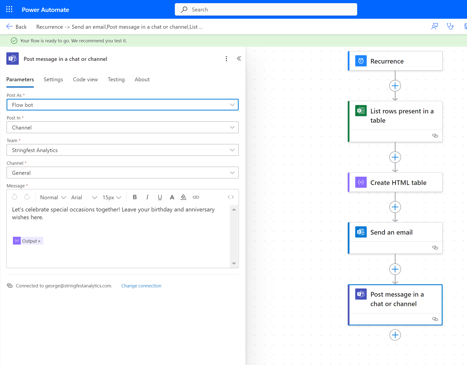 Power Automate teams setup