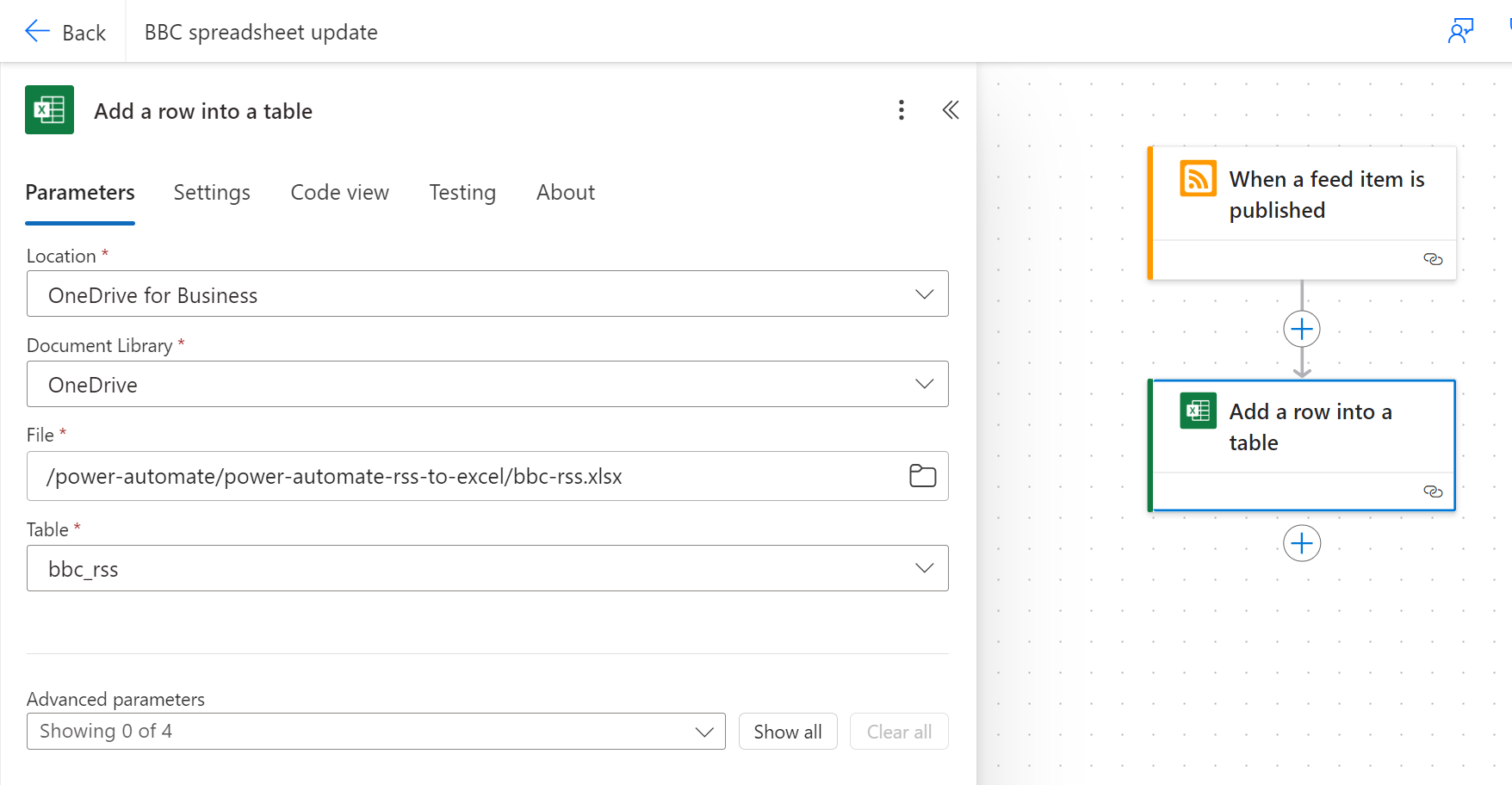 Setup table BBC RSS