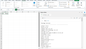 Pip list Excel 