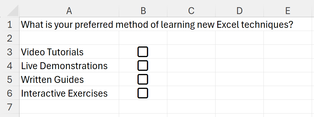 What is preferred method of learning Excel techniques