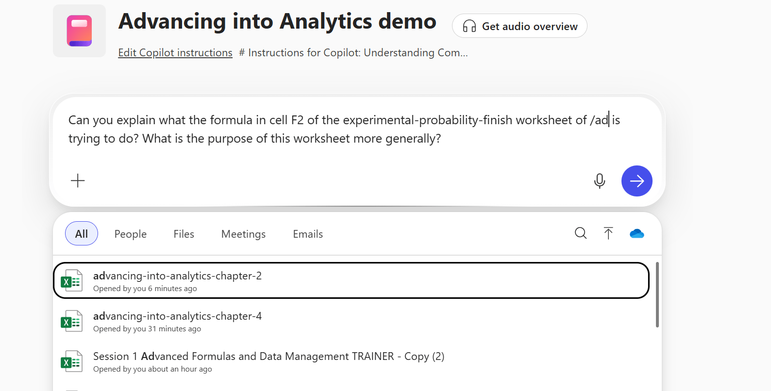Refer to workbook Copilot notebook 
