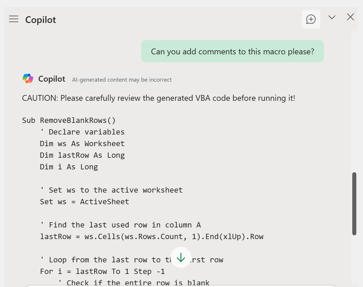 Add comments to macro