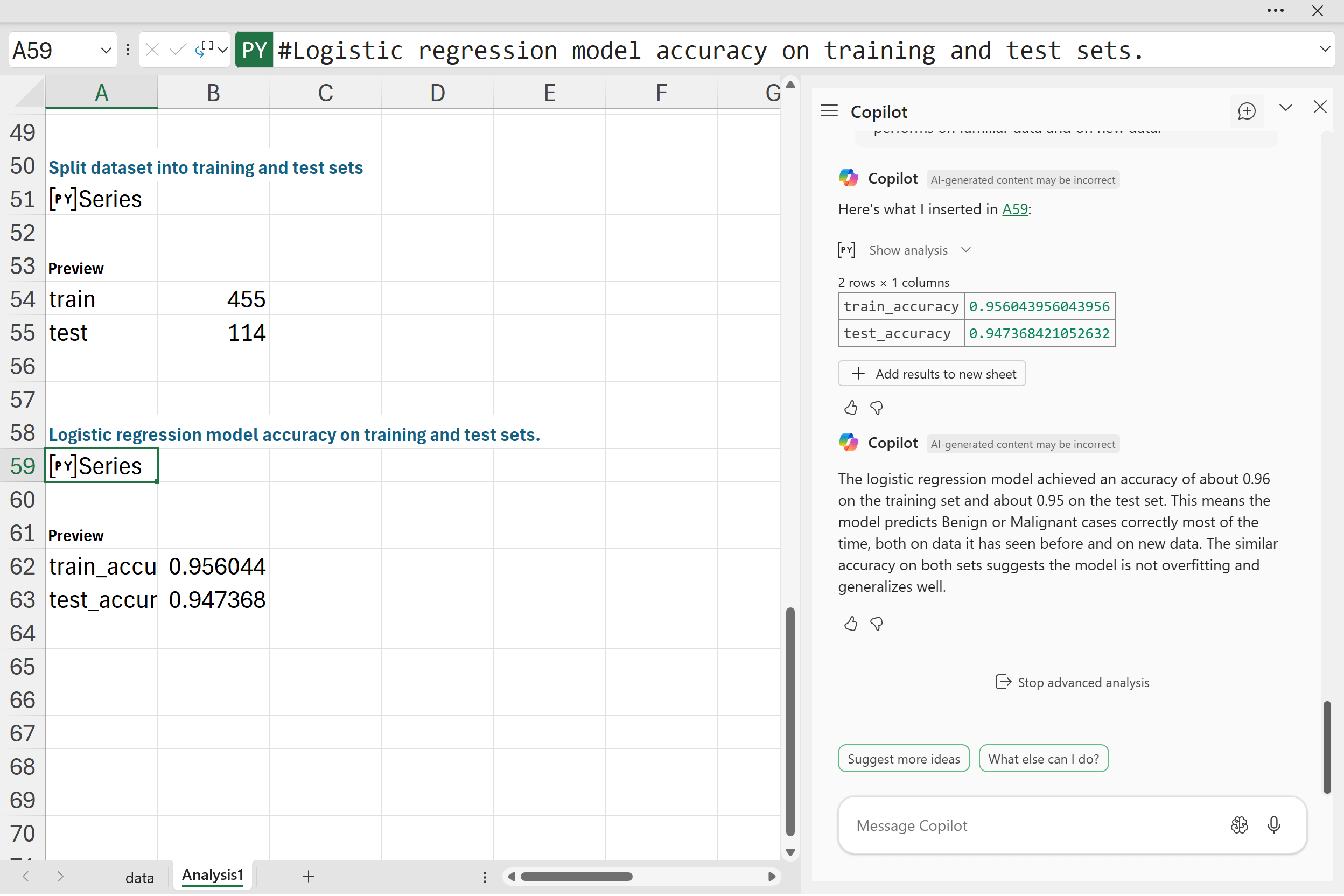 Build logistic regression on train and test